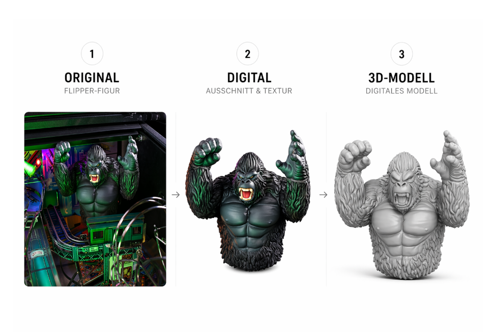 Flipper-Figur digital rekonstruiert und als 3D-Modell weitergeführt
